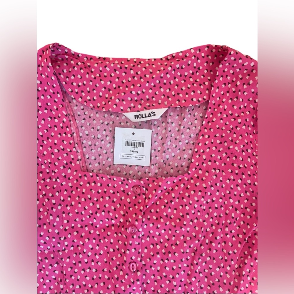 ROLLA’S Roxanne Mini Tulips Blouse in‎ Hot Pink - Picture 6 of 11